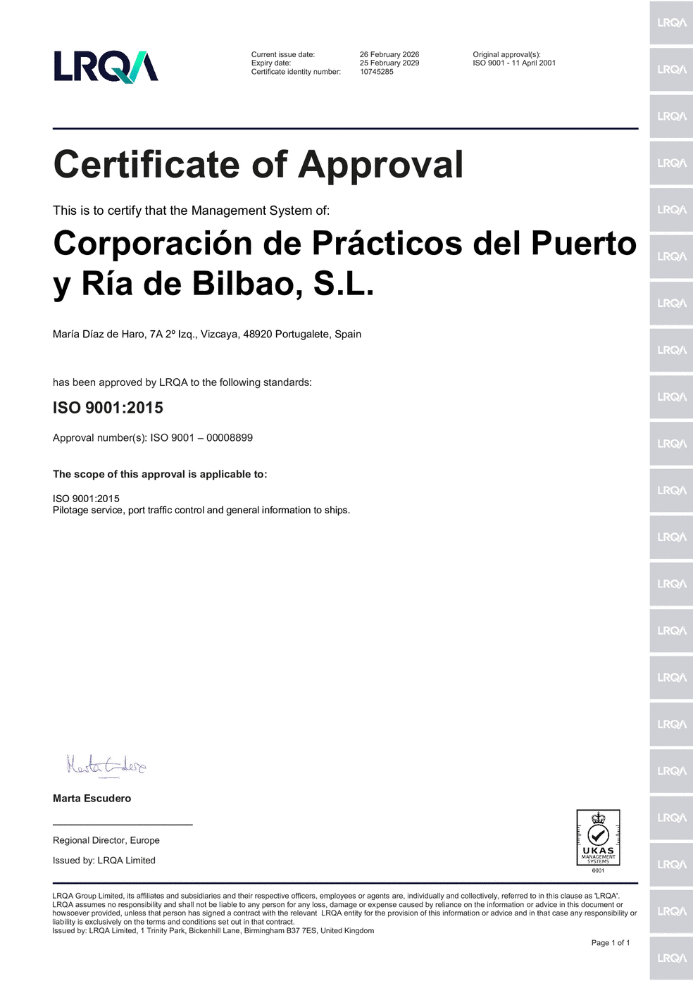 Certificado ISO 9001:2015